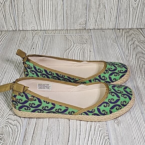 UGG Indah Marrakech Green Blue Cotton Flats Womens Size 7 NEW - Picture 2 of 12